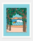 Quaren-Time art print by Alimo in white frame, community illustration