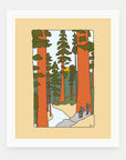 Redwood Road art print by Alimo in white frame, Pacific Coast Highway illustration