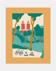 Rest Day surf art print by Alimo, colorful relaxing park scene