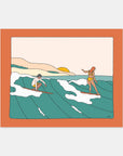 Sharing Is Caring Costa Rica surf art print by Alimo, colorful wave scene