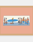 Social Distancing Alimo art print in a natural wood frame