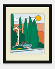 Suburb Life art print by Alimo in black frame, neighborhood scene