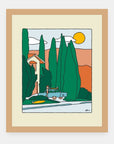 Suburb Life Alimo art print in a natural wood frame