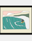Summer Sessions art print by Alimo in black frame, tropical beach scene