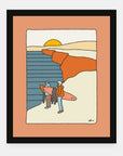 Sunset Sessions art print by Alimo in black frame, sunset ocean scene