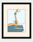 Totem Style art print by Alimo in black frame, bold pattern scene