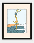 Totem Style art print by Alimo in black frame, bold pattern scene