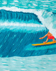 Tropic Shelter painting by Alimo, barrel wave surf scene