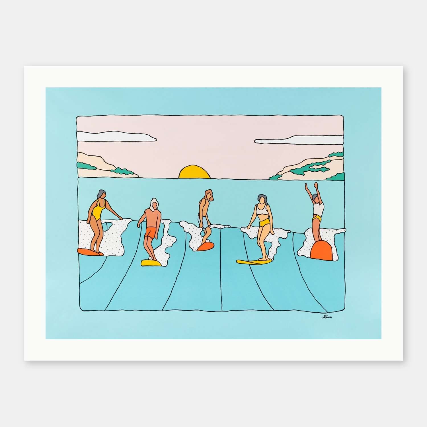 surfing life 原画 Tropical Life - Hawaii Surf Art Print by Alimo | Limited Edition