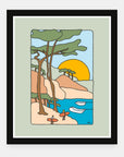 Out for Our Own Fun art print by Alimo in black frame, outdoor adventure scene