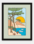 Out for Our Own Fun art print by Alimo in black frame, outdoor adventure scene