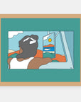 What a Session Alimo art print in a natural wood frame