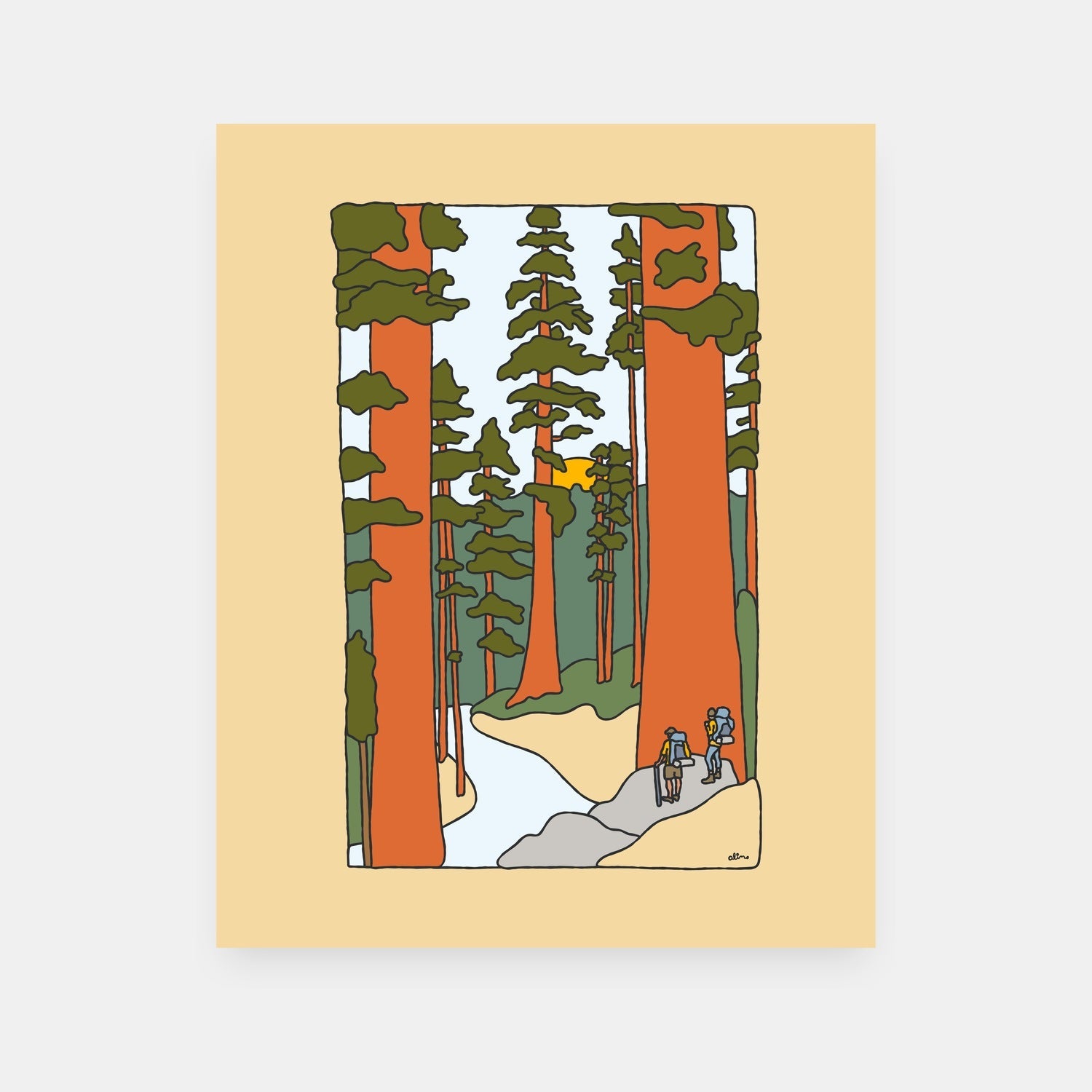Redwood Road California coast art print by Alimo, redwood trees and ocean scene