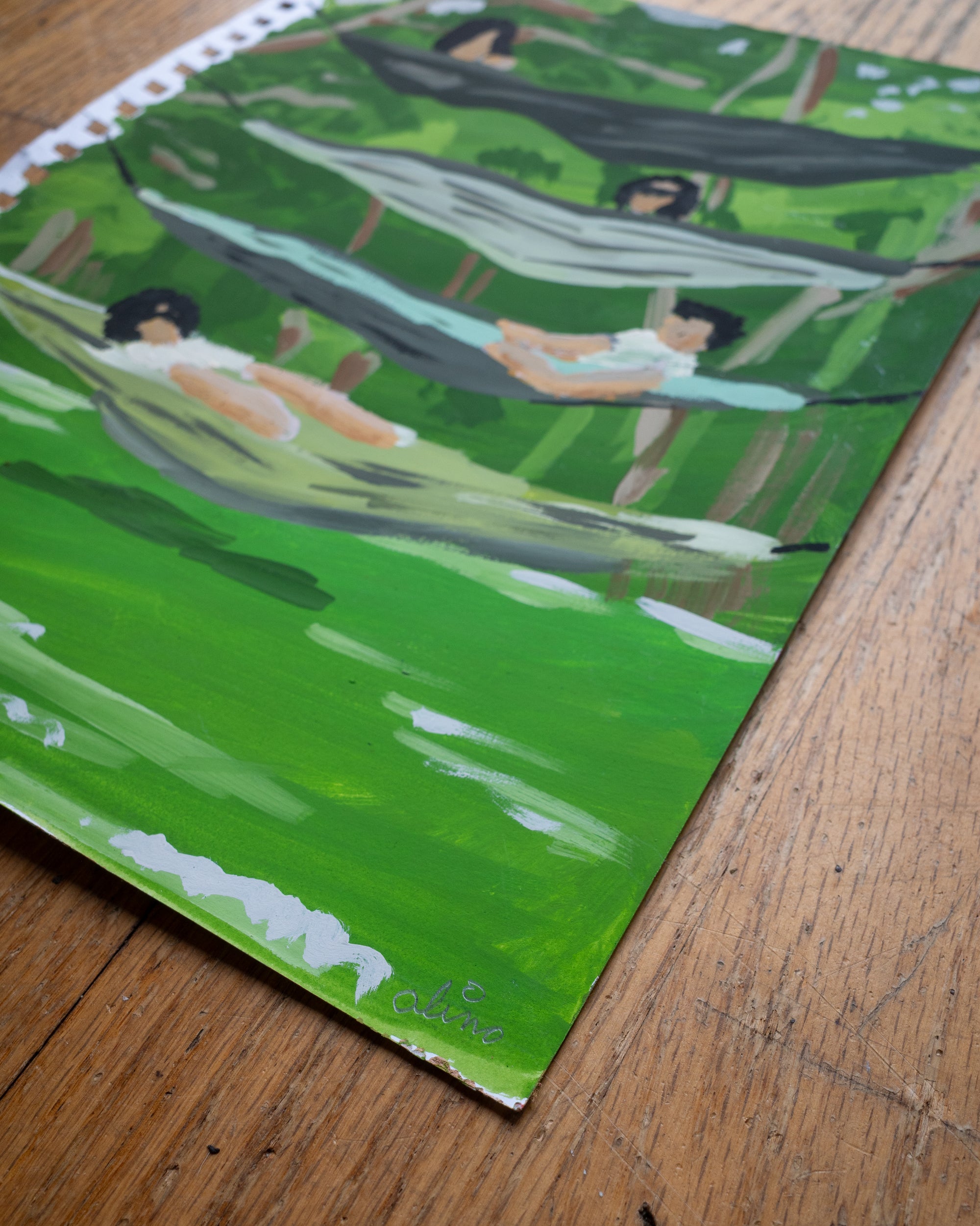 fourth floor hammock | Original Upstate New York Painting by Alimo