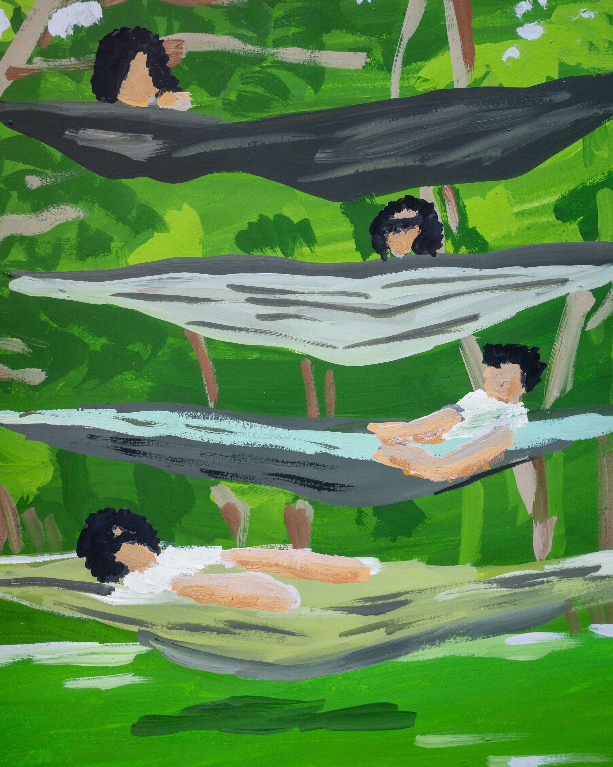 fourth floor hammock | Original Upstate New York Painting by Alimo