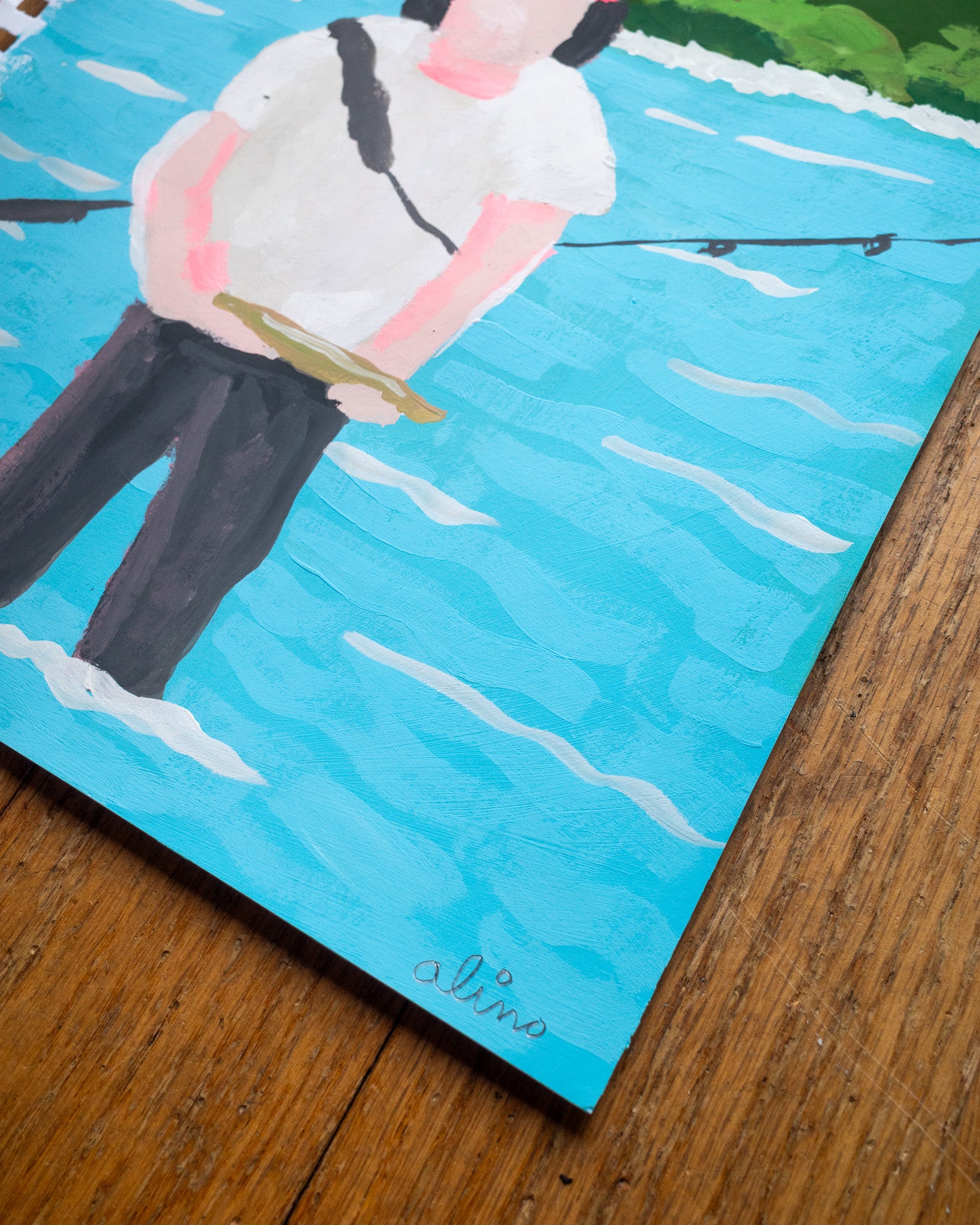 fish on | Original Upstate New York Painting by Alimo