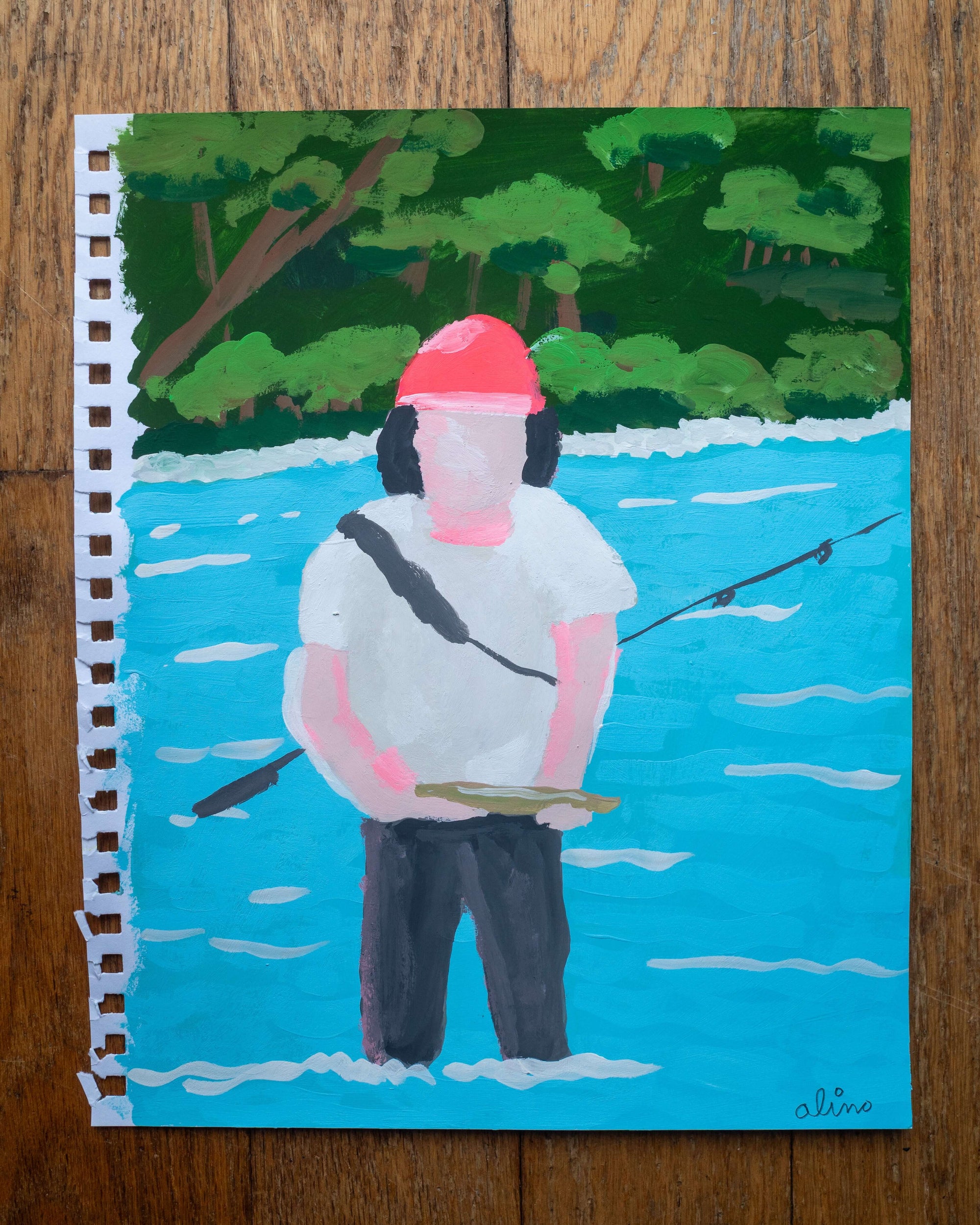 fish on | Original Upstate New York Painting by Alimo