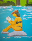 Reading on the rock | Original Upstate New York Painting by Alimo