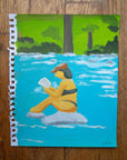 Reading on the rock | Original Upstate New York Painting by Alimo