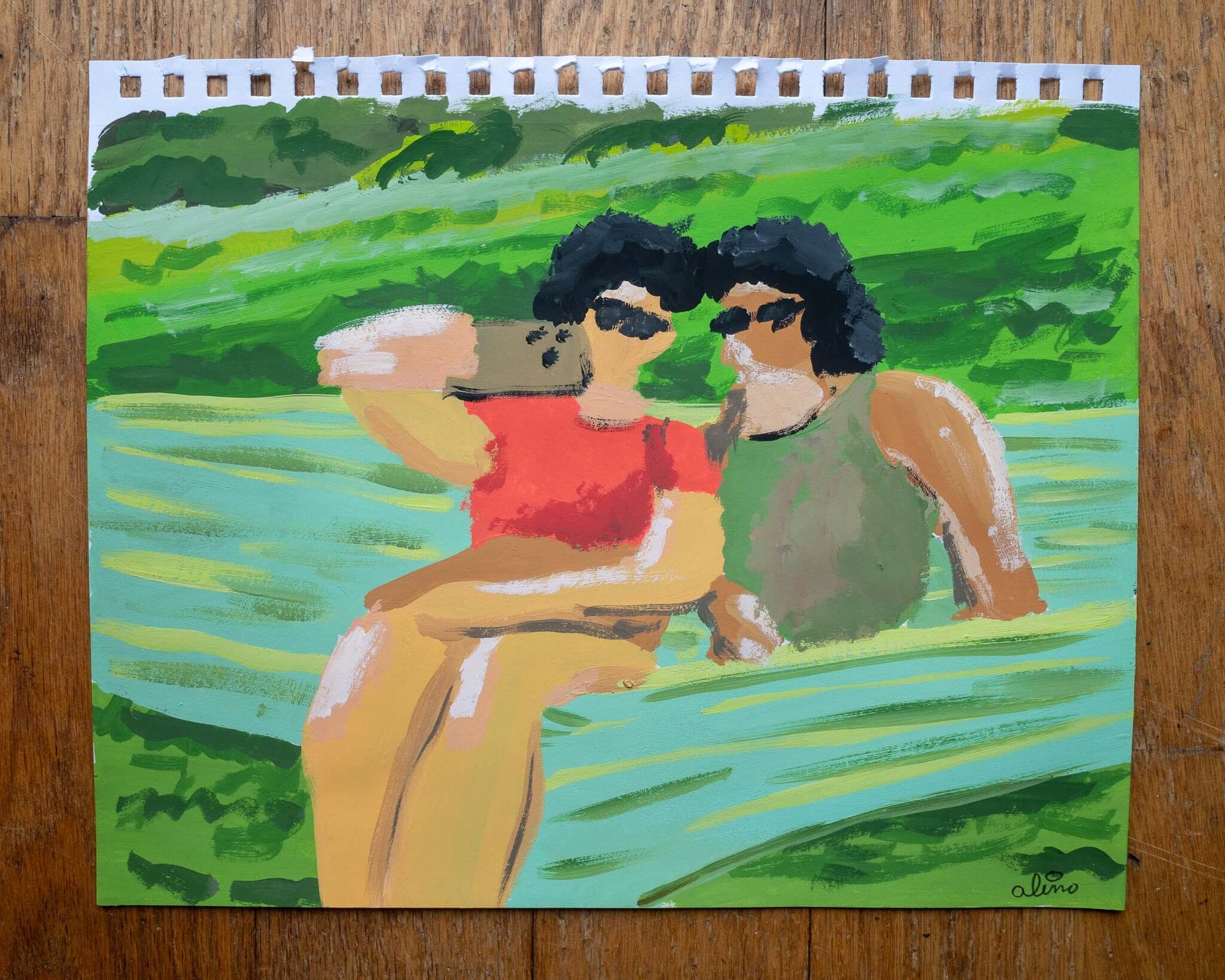 Selfie with the bestie | Original Upstate New York Painting by Alimo
