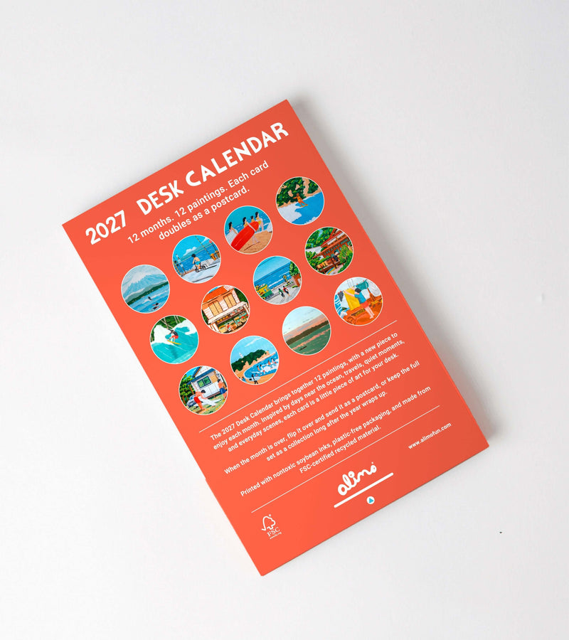 2027 Alimo desk calendar with painted monthly art cards