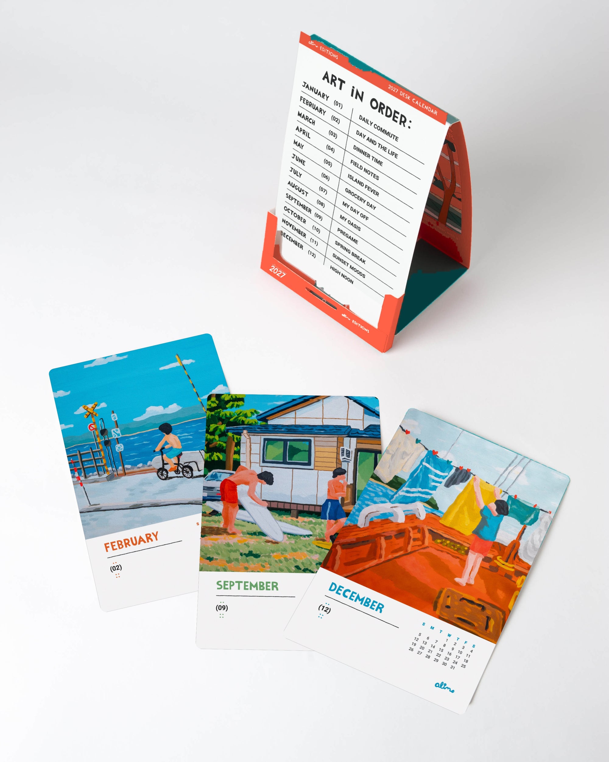 2027 desk calendar card that doubles as an art postcard
