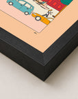 Cruise With Us Alimo art print in a black wood frame, modern wall art