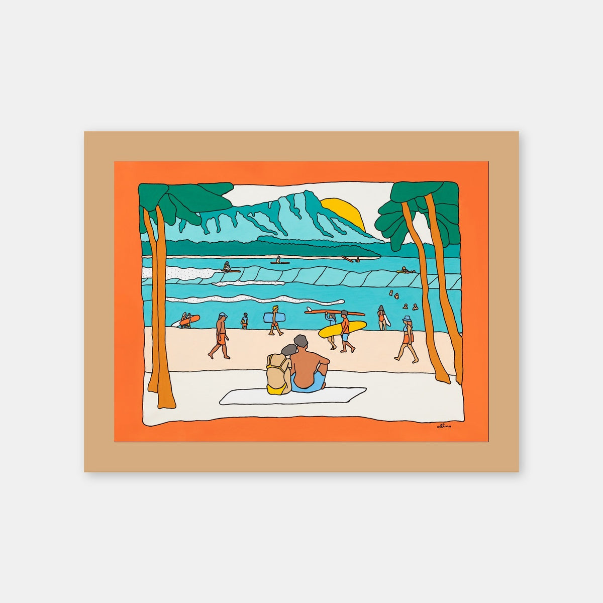 Offline Today Alimo art print in a natural wood frame