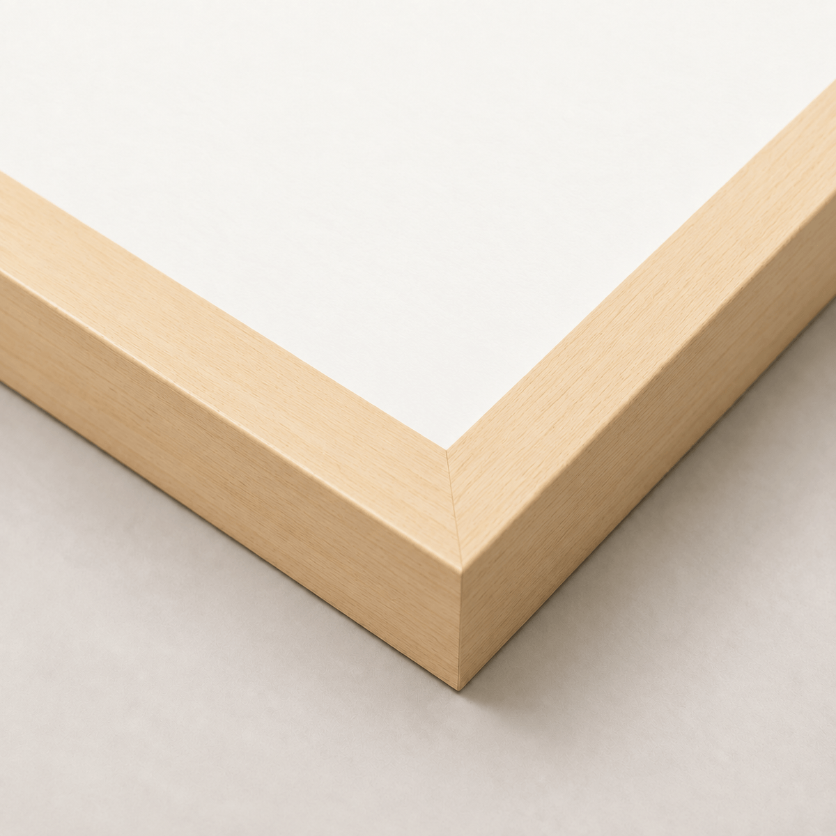 Alimo art print in a natural wood frame, corner detail