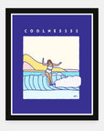 Coolnesssss art print by Alimo in black frame, stylish surf scene