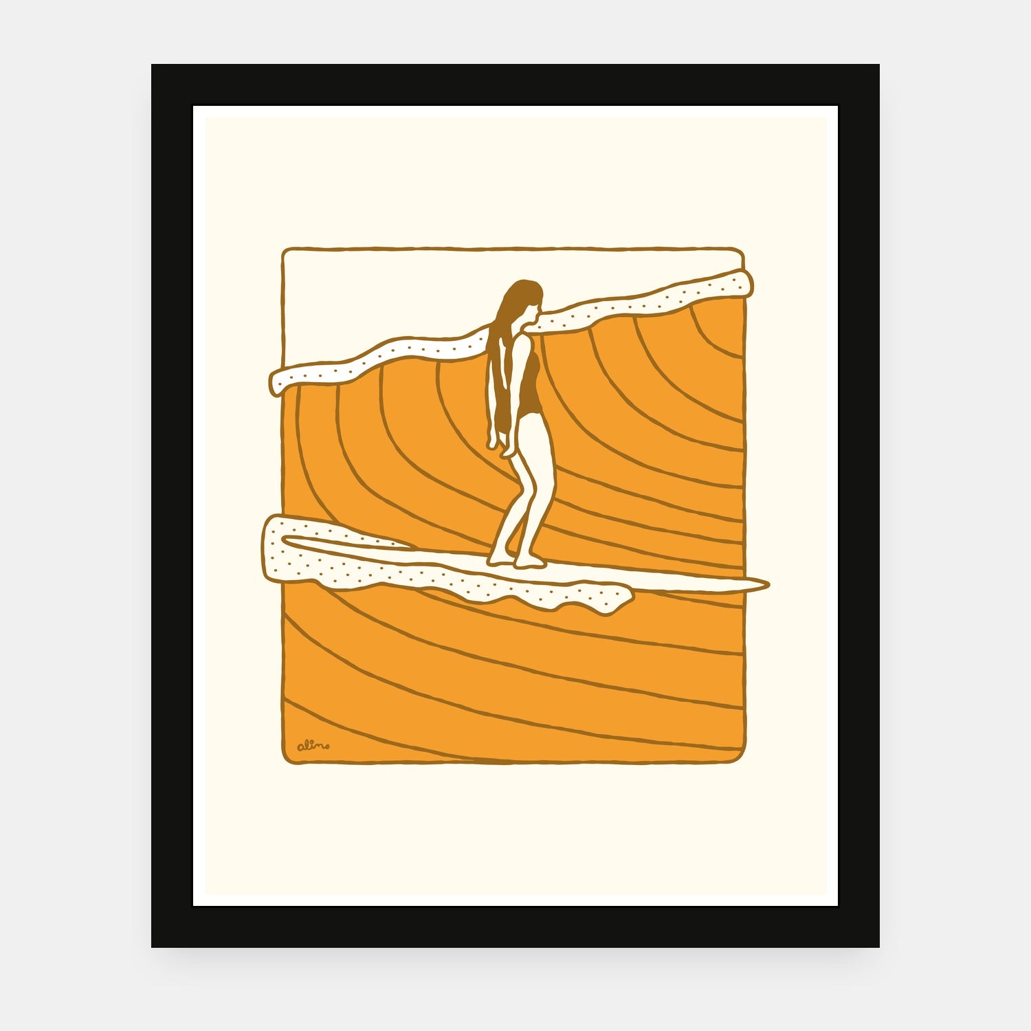 Feel The Rhythm art print by Alimo in black frame, ocean flow scene