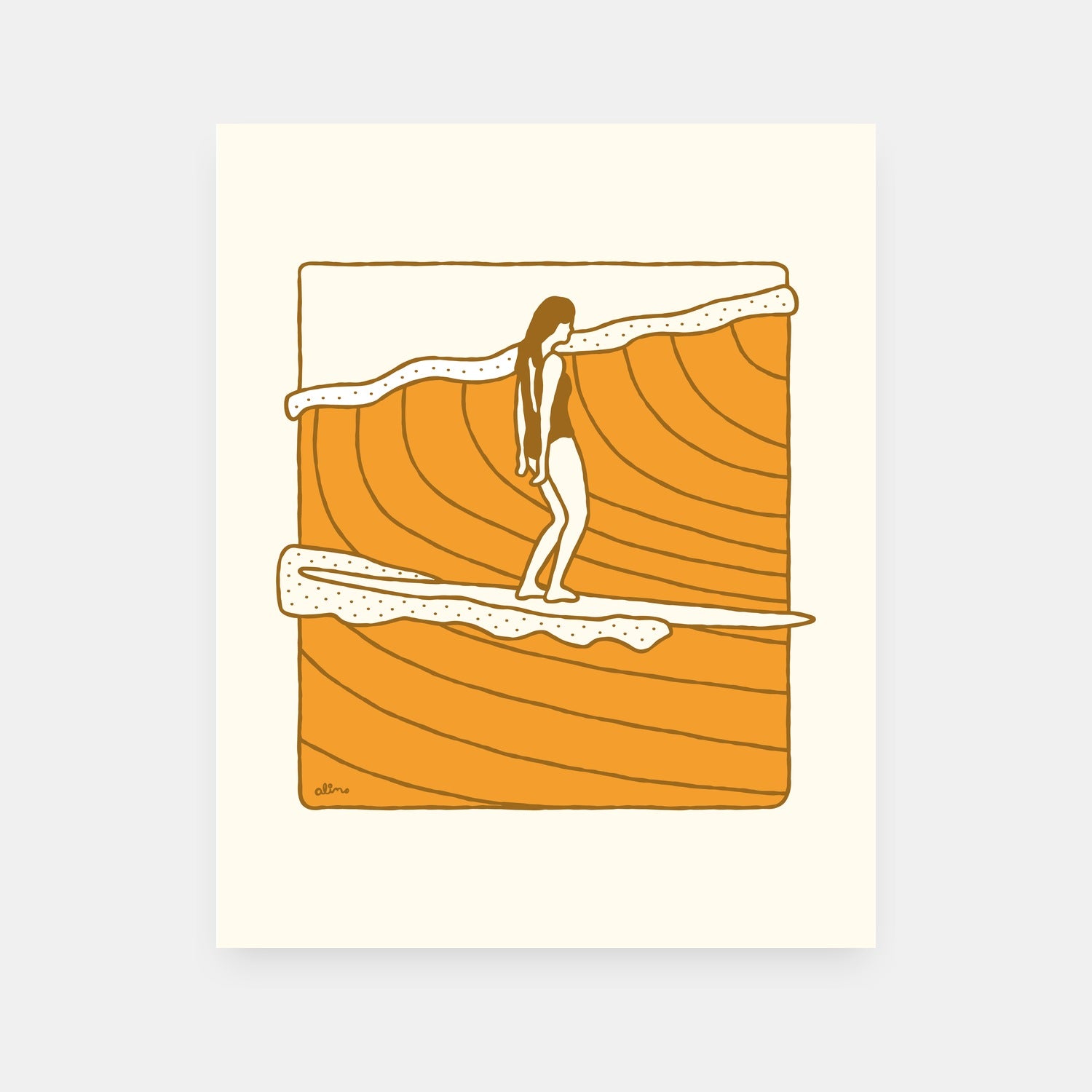 Feel The Rhythm surf art print by Alimo, colorful wave and flow scene