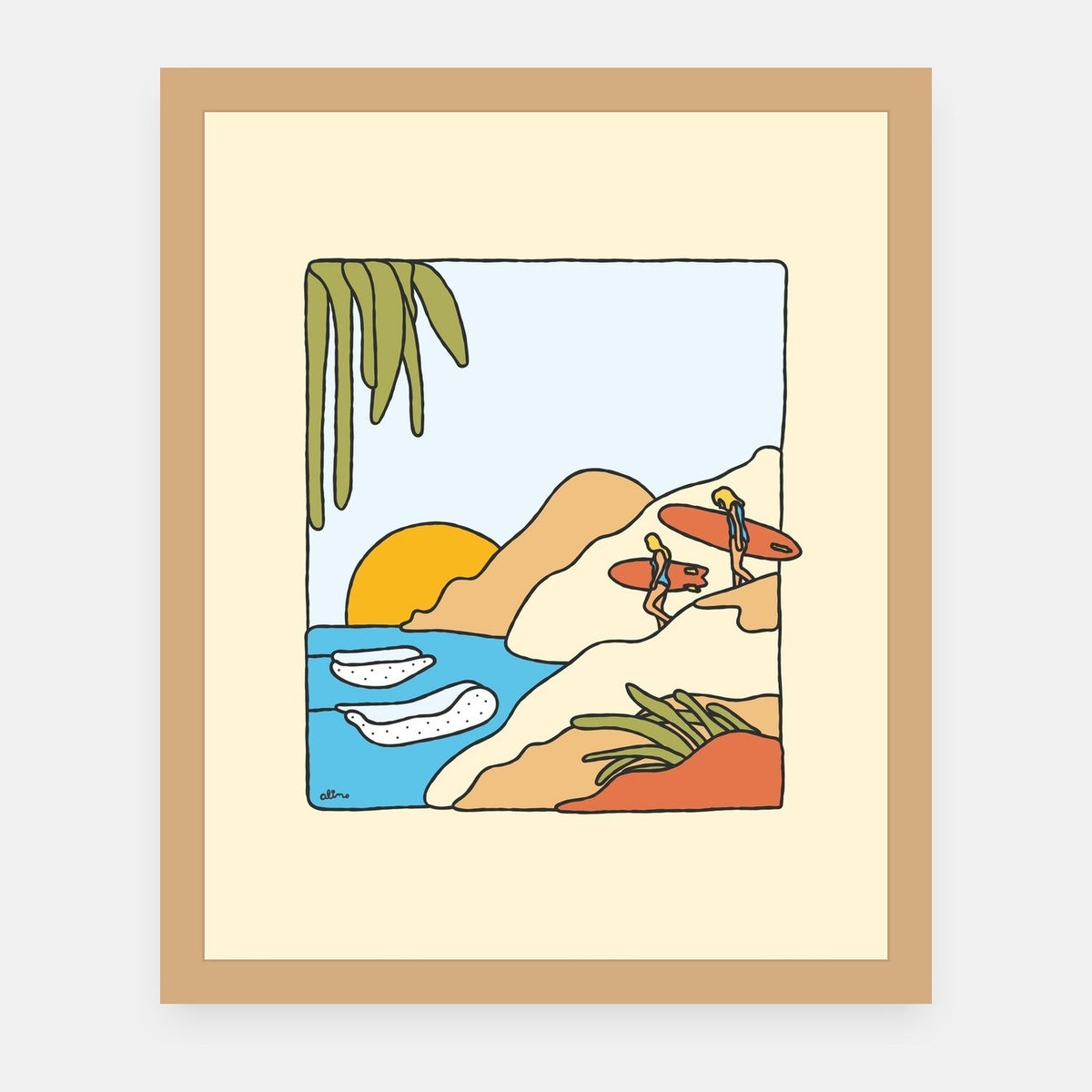 Flavor Country Alimo art print in a natural wood frame