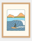 Flintstones Era Alimo art print in a natural wood frame