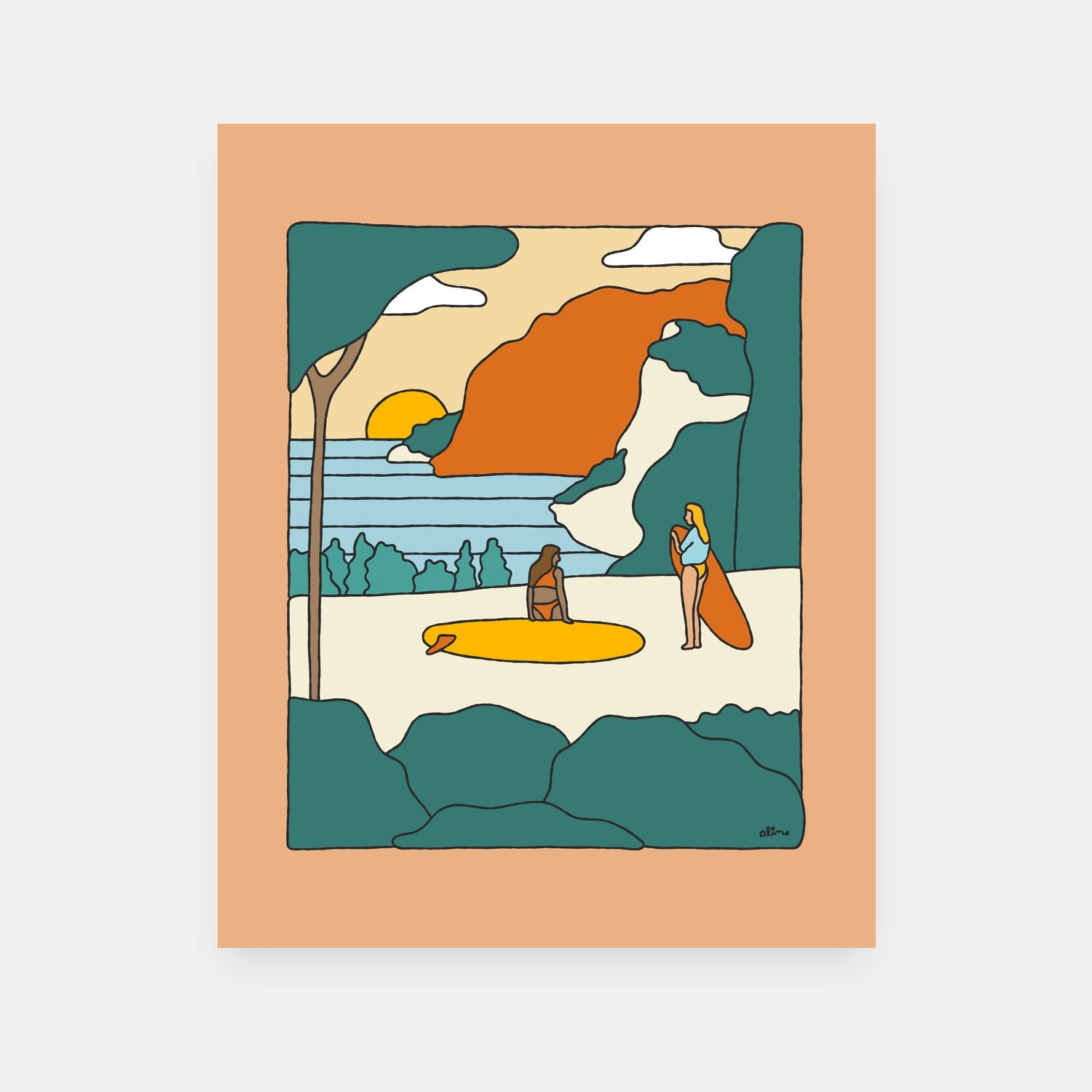 Good Life lifestyle art print by Alimo, colorful happy living scene