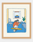 Indoor Activities Alimo art print in a natural wood frame