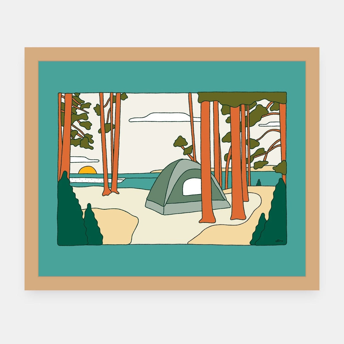 Labor day Alimo art print in a natural wood frame