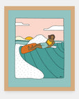 Lazy Monday's Alimo art print in a natural wood frame
