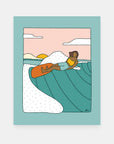 Lazy Mondays beach art print by Alimo, colorful relaxed beach scene