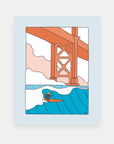 Novelty Factor San Francisco surf art print by Alimo, Golden Gate Bridge and ocean scene