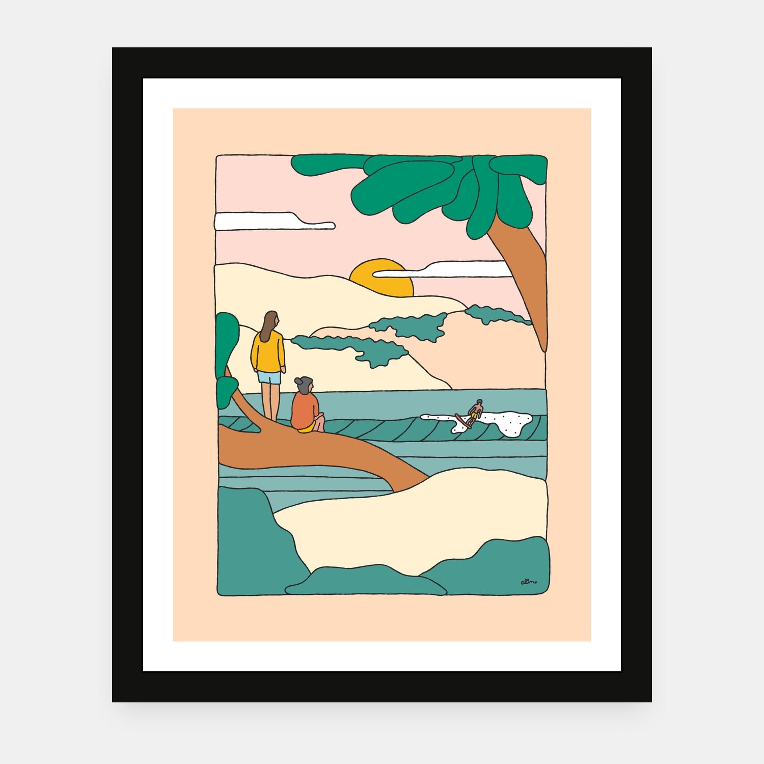 On The Horizon art print by Alimo in black frame, ocean horizon scene
