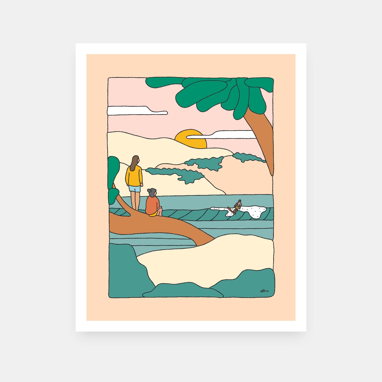 On The Horizon ocean art print by Alimo, surf scene with ocean and sky