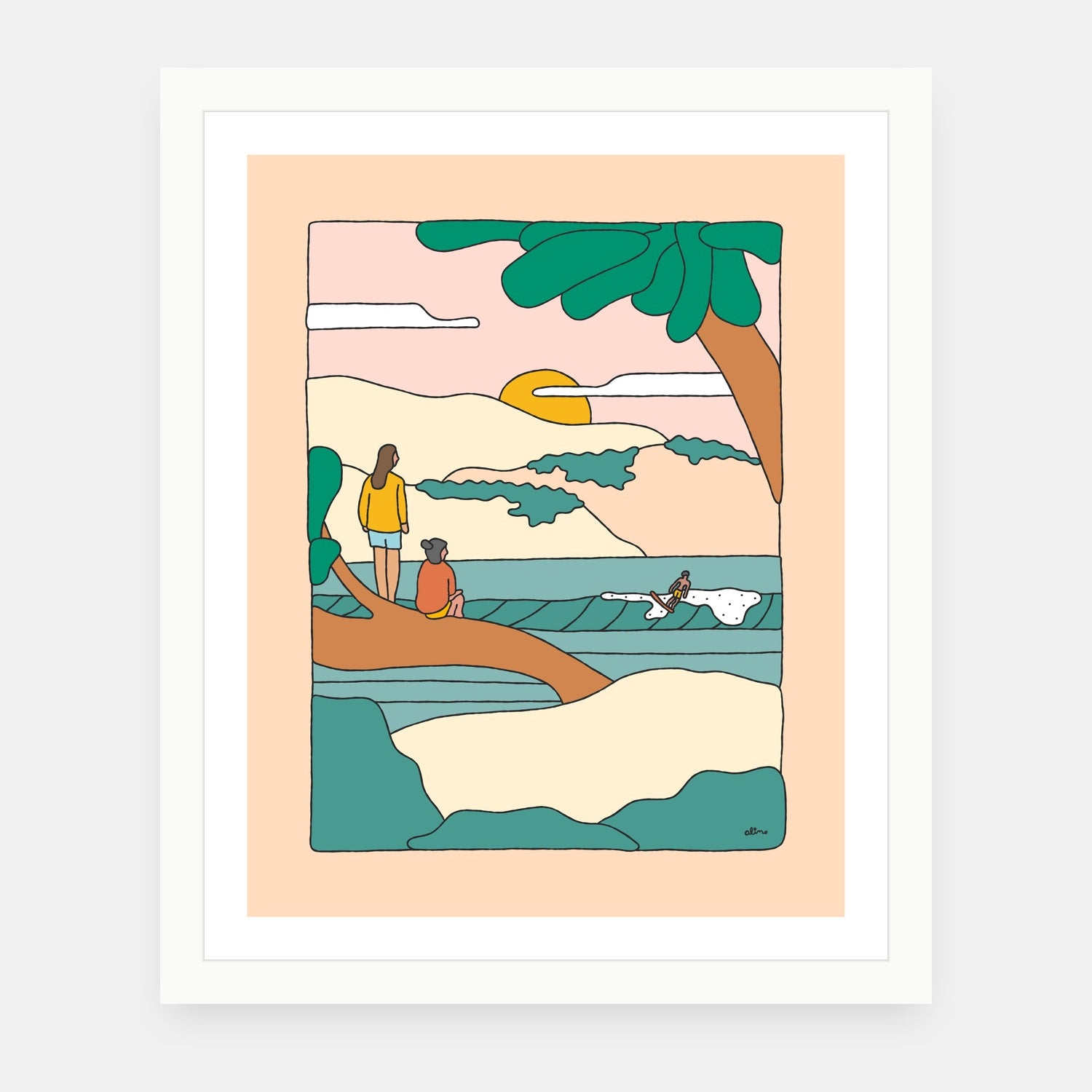 On The Horizon art print by Alimo in white frame, coastal landscape
