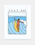 Stay Rad surf art print by Alimo, colorful water dancing scene