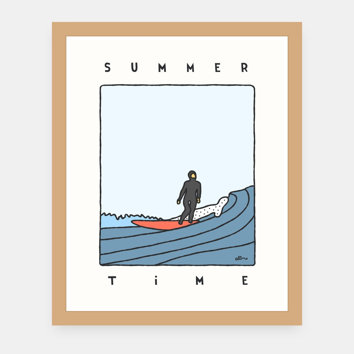 Summer Time Alimo art print in a natural wood frame