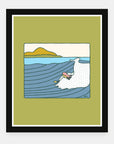Sunday Funday art print by Alimo in black frame, beach fun scene