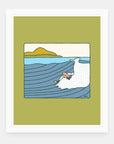 Sunday Funday art print by Alimo in white frame, weekend vibes illustration