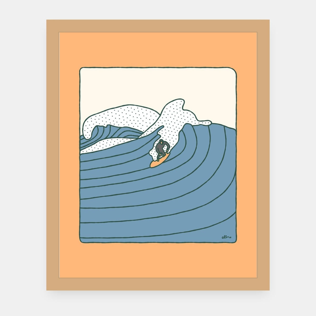 Wild Wild West Alimo art print in a natural wood frame