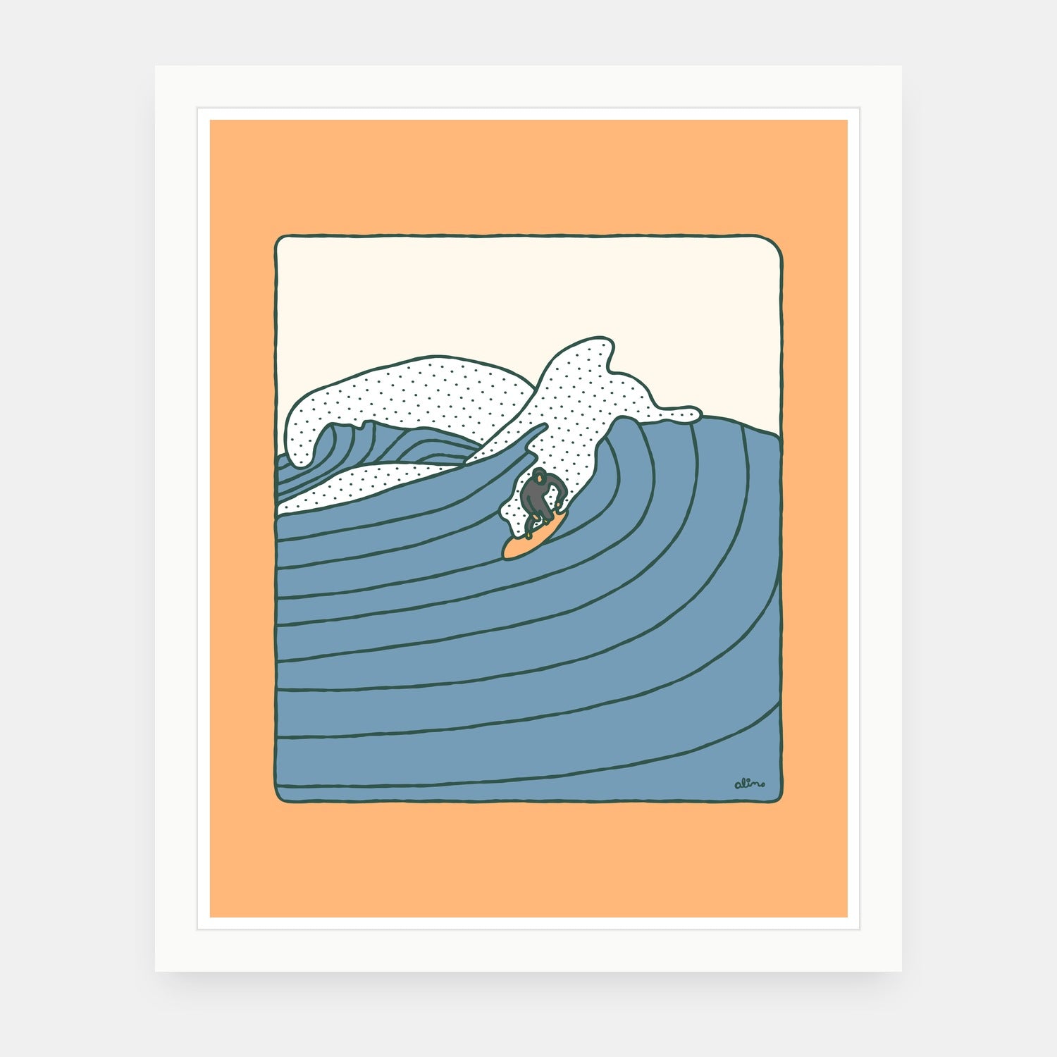 Wild Wild West art print by Alimo in white frame, Oregon coast illustration
