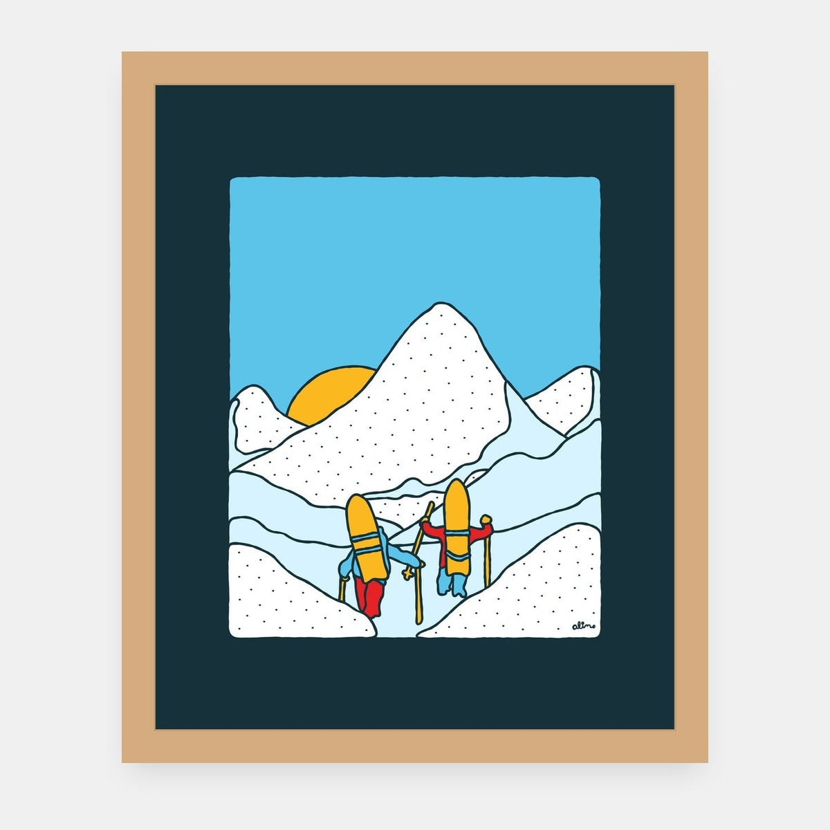 Winter Oasis Alimo art print in a natural wood frame